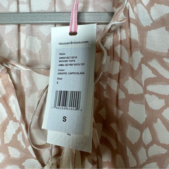 VINEYARD VINES Animal Geo Print Ruffle Top NWT in Size Small - Picture 3 of 6